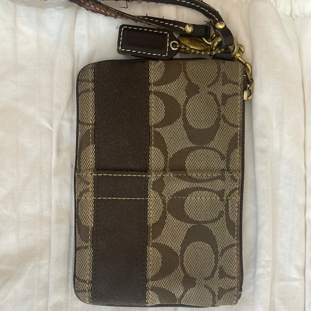 Brown coach wristlet